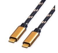 Roline GOLD USB4 Gen3x2 Kabel, C-C, ST/ST, 40Gbit/s, 100W, schwarz/gold, 2 m