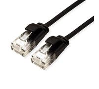 ROLINE GREEN UTP Patch Cable Cat.6A (Clase EA), LSOH, Delgado, Negro, 0,15 m