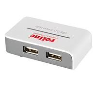 ROLINE Hub USB 2.0 "Blanco y Negro, 4 Puertos, con Fuente de alimentación
