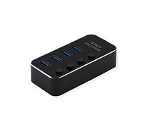 ROLINE Hub USB 3.2 Gen 1 para portátiles, 4 Puertos, conmutables Individualmente, Negro