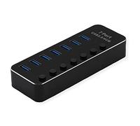 ROLINE Hub USB 3.2 Gen 1 para portátiles, 7 Puertos, conmutables Individualmente