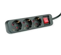 ROLINE Regleta de enchufes de 3 Hojas con Interruptor, Negra, 1,5 m