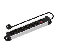 ROLINE regleta de enchufes de 6 Tomas, con Interruptor de Encendido/Apagado, Carcasa de Aluminio, Negro/Plata, 1,5 m