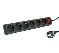 ROLINE Regleta de 6 Tomas con Interruptor, Negra, 6 m
