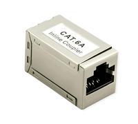 ROLINE RJ45 Acoplador Cat6A STP Mini Conector de Red metálico apantallado Acoplador de Cable LAN Compacto Adaptador Ethernet RJ45 Hembra a Hembra 1:1 extensión de Cable Patch Plata