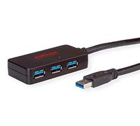 Roline USB 3.2 Gen 1 hub de 4 Puertos con repetidor, Negro, 10 m