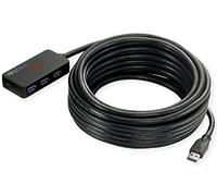 ROLINE USB 3.2 Gen 1 hub de 4 Puertos con repetidor, Negro, 10 m