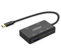 ROLINE USB 3.2 Gen 2 Hub, 4 Puertos (2X USB-A + 2X USB-C), PD, Cable de conexión Tipo C