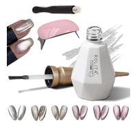 Rolita Gel Polish, Rolita Nail Polish, Cat Eye Gel Nail Polish, Nude Ice-Clear Jade Gel, Super Glitter Crystal Gel Nail Polish with Magnet, Longwear Formula, with Baking Lamp (Y-21)