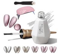 Rolita Gel Polish, Rolita Nail Polish, Cat Eye Gel Nail Polish, Nude Ice-Clear Jade Gel, Super Glitter Crystal Gel Nail Polish with Magnet, Longwear Formula, with Baking Lamp (Y-26)