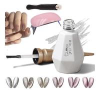 Rolita Gel Polish, Rolita Nail Polish, Cat Eye Gel Nail Polish, Nude Ice-Clear Jade Gel, Super Glitter Crystal Gel Nail Polish with Magnet, Longwear Formula, with Baking Lamp (Y-18)