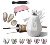 Rolita Gel Polish, Rolita Nail Polish, Cat Eye Gel Nail Polish, Nude Ice-Clear Jade Gel, Super Glitter Crystal Gel Nail Polish with Magnet, Longwear Formula, with Baking Lamp (Y-23)