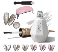 Rolita Gel Polish, Rolita Nail Polish, Cat Eye Gel Nail Polish, Nude Ice-Clear Jade Gel, Super Glitter Crystal Gel Nail Polish with Magnet, Longwear Formula, with Baking Lamp (Y-22)