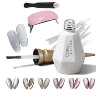 Rolita Gel Polish, Rolita Nail Polish, Cat Eye Gel Nail Polish, Nude Ice-Clear Jade Gel, Super Glitter Crystal Gel Nail Polish with Magnet, Longwear Formula, with Baking Lamp (Y-20)