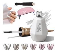 Rolita Gel Polish, Rolita Nail Polish, Cat Eye Gel Nail Polish, Nude Ice-Clear Jade Gel, Super Glitter Crystal Gel Nail Polish with Magnet, Longwear Formula, with Baking Lamp (Y-17)