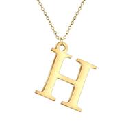 ROLIZHN Collar de acero inoxidable con 26 letras inglesas con colgante de nombre de pareja, regalo conmemorativo, modelos explosivos transfronterizos (letra H), talla única, Acero inoxidable, No es