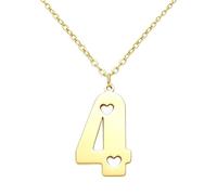 ROLIZHN Collar de acero inoxidable con número de ángel 0, 1, 2, 3, 4, 5, 6, 7, 8, 9, para mujeres y hombres, número de la suerte con corazón de amor, cadena de color dorado, collar de regalo de