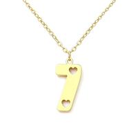 ROLIZHN Collar de acero inoxidable con número de ángel 0, 1, 2, 3, 4, 5, 6, 7, 8, 9, para mujeres y hombres, número de la suerte con corazón de amor, cadena de color dorado, collar de regalo de