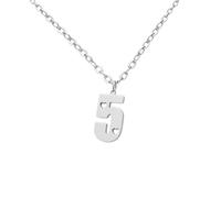 ROLIZHN Collar de acero inoxidable con número de ángel 0, 1, 2, 3, 4, 5, 6, 7, 8, 9, para mujeres y hombres, número de la suerte con corazón de amor, cadena de color dorado, collar de regalo de