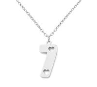 ROLIZHN Collar de acero inoxidable con número de ángel 0, 1, 2, 3, 4, 5, 6, 7, 8, 9, para mujeres y hombres, número de la suerte con corazón de amor, cadena de color dorado, collar de regalo de