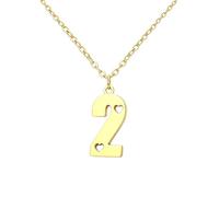 ROLIZHN Collar de acero inoxidable con número de ángel 0, 1, 2, 3, 4, 5, 6, 7, 8, 9, para mujeres y hombres, número de la suerte con corazón de amor, cadena de color dorado, collar de regalo de
