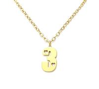 ROLIZHN Collar de acero inoxidable con número de ángel 0, 1, 2, 3, 4, 5, 6, 7, 8, 9, para mujeres y hombres, número de la suerte con corazón de amor, cadena de color dorado, collar de regalo de