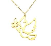 ROLIZHN Collares de paloma para mujer, acero inoxidable, diseño de rama de olivo y símbolo de paz, One size, Acero inoxidable, Sin piedra preciosa