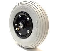 Rolko - Neumáticos para Silla de Ruedas (200 x 50, Rueda Completa de Aire, 2 Piezas, llanta de plástico atornillada Negra, rodamientos, Eje 8 mm, Longitud del buje 60 mm)