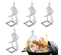 ROLKUFA 4 Piezas Soporte para salchichas de barbacoa de acero inoxidable, diseño creativo de hombre divertido, portátil para camping y picnic, plateado