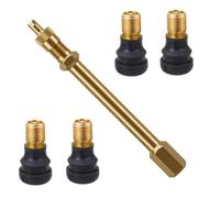 ROLKUFA 5 Piezas Juego Válvula Tubeless, 4 válvulas de goma para patinete, bicicleta eléctrica y MTB + 1 prolongador de latón de 150 mm, compatible con Xiaomi, amarillo