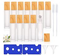 Roll On Aceites Esenciales 10ml, 12 Piezas Rellenables, Botes de Cristal Con Rodillo de Acero Inoxidable Para Aceites Esenciales y Perfumes