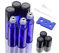 Roll on Aceites Esenciales 10ml 6 Pcs Botellas Rollon 10ml Cristal Rellenable Perfume Roll on con Roll-on Bola de Acero Inoxidable para Masajes,Mezclas de Aromaterapia,Botella de Laboratorio(Azul)