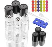 Roll on Aceites Esenciales 10ml 6 Pcs Botellas Rollon Cristal Rellenable Perfume Roll on con Roll-on Bola de Acero Inoxidable para Masajes,Mezclas de Aromaterapia,Botella de Laboratorio(Transparente)