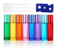 Roll On Aceites Esenciales 10ml, 8 Pcs Roll On Bottle Botellas Aceites Esenciales, Botellas de Aceite Esencial, Botella de rollon Esmerilada de Color, para Aceites Esenciales, Aromaterapia, Perfumes