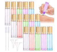 Roll On Aceites Esenciales,15 Piezas Botellas Roll On Cristal 10ML,Vidrio Botellas de Rodillos,Botella De Aceite Esencial,Botellas de Cristal Enrollables,Botella Roll On para Aceite Esencial Perfume