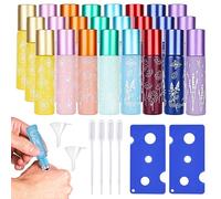 Roll on Aceites Esenciales, 24 Piezas 10ml Coloreada Botellas Roll on Cristal, Rellenable Botella De Aceite Esencial Con Roll-On Bola, Botella De Rodillo De Aceites Esenciale, Botella De Rodillo Vacía