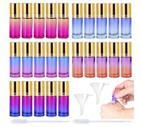 Roll on Aceites Esenciales, 25 Piezas 5ml Coloreada Botellas Roll on Cristal, Rellenable Botella De Aceite Esencial Con Roll-On Bola, Botella De Rodillo De Aceites Esenciale, Botella De Rodillo Vacía