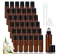 Roll on Aceites Esenciales, 36 Piezas 5ml Marrón Botellas Roll on Cristal, Rellenable Botella De Aceite Esencial Con Roll-On Bola, Botellas De Rodillos De Aceites Esenciales, Botella De Rodillo Vacía
