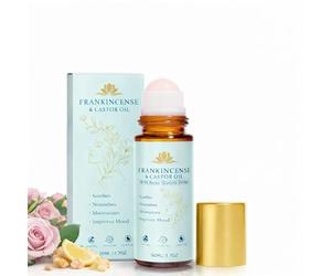 Roll-On De Aceite De Incienso Y Aceite De Ricino, Rodillo De Cuarzo Rosa, 100% Puro Orgánico Prensado En Frío, Hidratación Para Rostro Y Cuello, 50 ml (1PCS)
