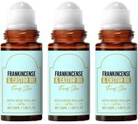 Roll-on de aceite de ricino e incienso con cuarzo rosa - Reafirma la piel, hidratante natural, para líneas de expresión y ojeras, apto para rostro, cuello y abdomen