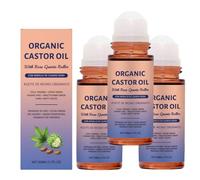 Roll-on de aceite de ricino orgánico, aceite esencial de ricino y cuarzo rosa, ingredientes naturales, virgen extra puro