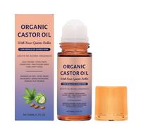 Roll-on de aceite de ricino orgánico, aceite esencial de ricino y cuarzo rosa, ingredientes naturales, virgen extra puro