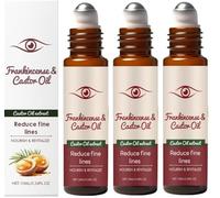 Roll-On para Ojos, Aceite de Ricino Orgánico Prensado en Frío, Ingredientes Naturales Antiedad, para Ojeras e Hinchazón