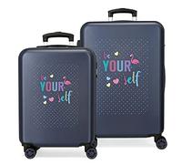 Roll Road Be Yourself Juego de Maletas Azul 55/68 cms Rígida ABS Cierre combinación 104L 4 Ruedas Dobles Equipaje de Mano