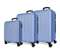 Roll Road Camboya Juego de Maletas Azul 55/68/78 cms Rígida ABS Cierre de combinación Lateral 190L 10,84 kgs 4 Ruedas Dobles Equipaje Mano