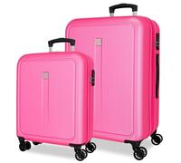 Roll Road Camboya Juego de Maletas Rosa 55/65 cms Rígido 6,6kgs Cierre de combinación Lateral ABS 6,6kgs 93L Equipaje de Mano