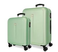 Roll Road Camboya Juego de Maletas Verde 55/68 cms Rígida ABS Cierre de combinación Lateral 93L 6,4 kgs 4 Ruedas Dobles Equipaje Mano