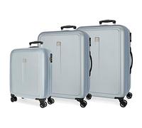 Roll Road Camboya Juegos de maletas Azul Claro 55/68/78 cms Rígida ABS Cierre de combinación lateral 217L 10,84 kgs 4 Ruedas dobles equipaje mano