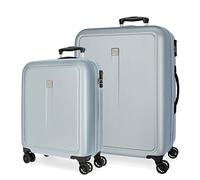 Roll Road Camboya Juegos de maletas Azul Claro 55/68 cms Rígida ABS Cierre de combinación lateral 217L 6,4 kgs 4 Ruedas dobles equipaje mano