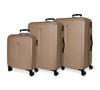 Roll Road Camboya Juegos de maletas Champagne 55/68/78 cms Rígida ABS Cierre de combinación lateral 217L 10,84 kgs 4 Ruedas dobles equipaje mano